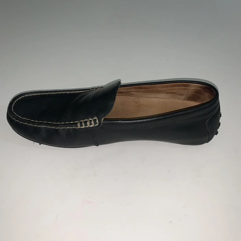 Polo Ralph Lauren Woodley Shoes Men 12 Black Driving Moc Leather Slip On Loafers
